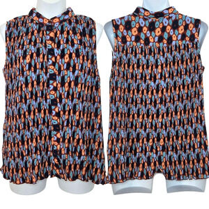 Wildfang Empower Plisse Button Up Sleeveless Sz XL NWT